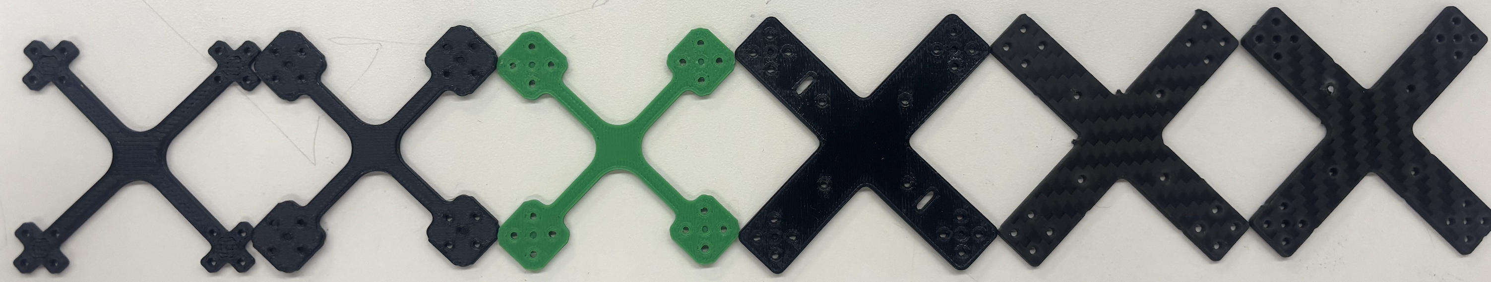 Chronological selection of frame prototypes, left to right