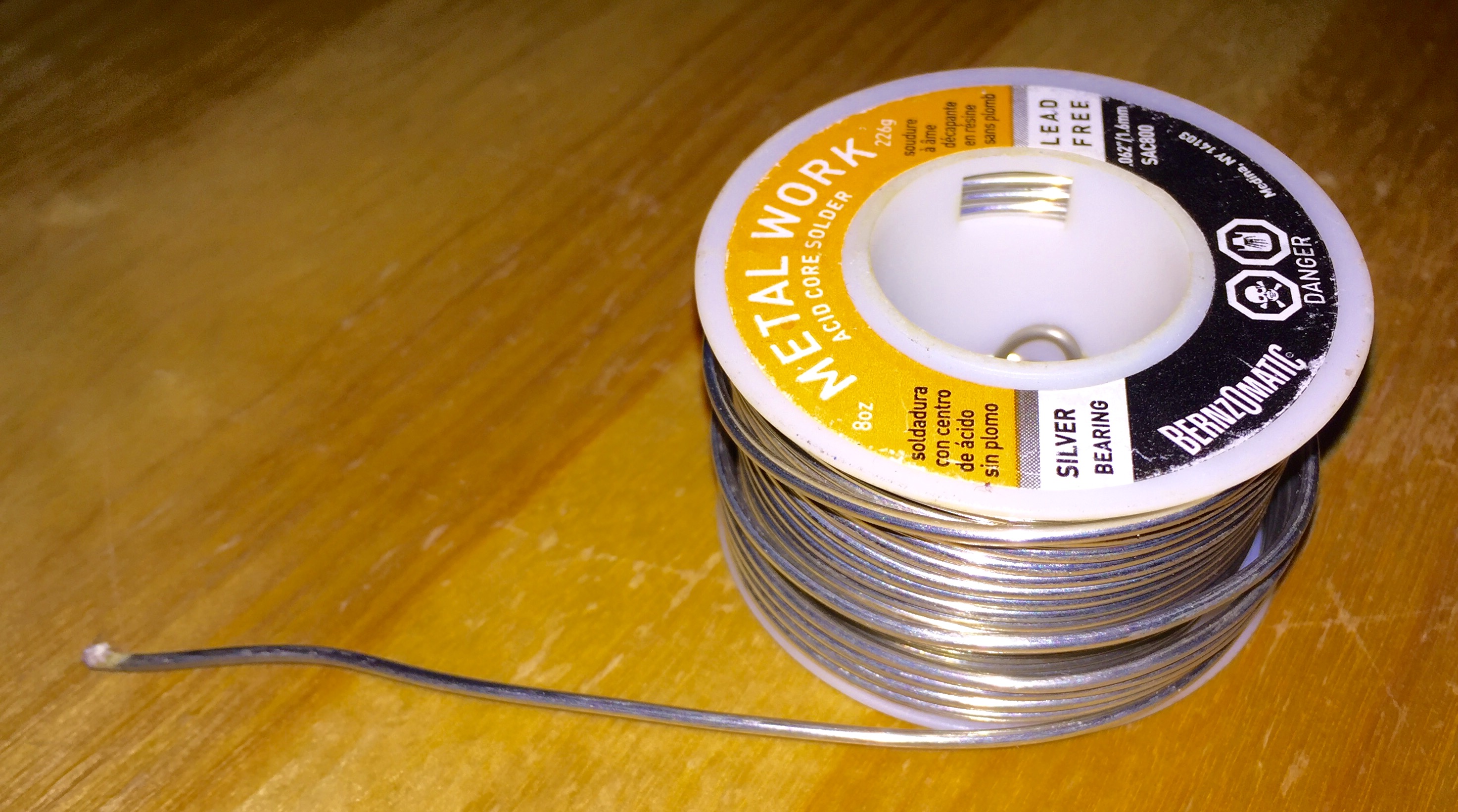 Spool of solder wire